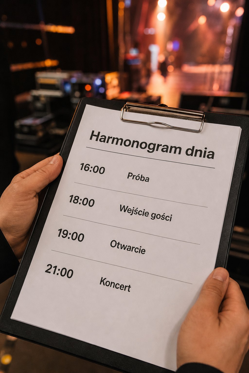 Jak uczcić okrągłą rocznicę firmy - Harmonogram dnia na podkładce za kulisami