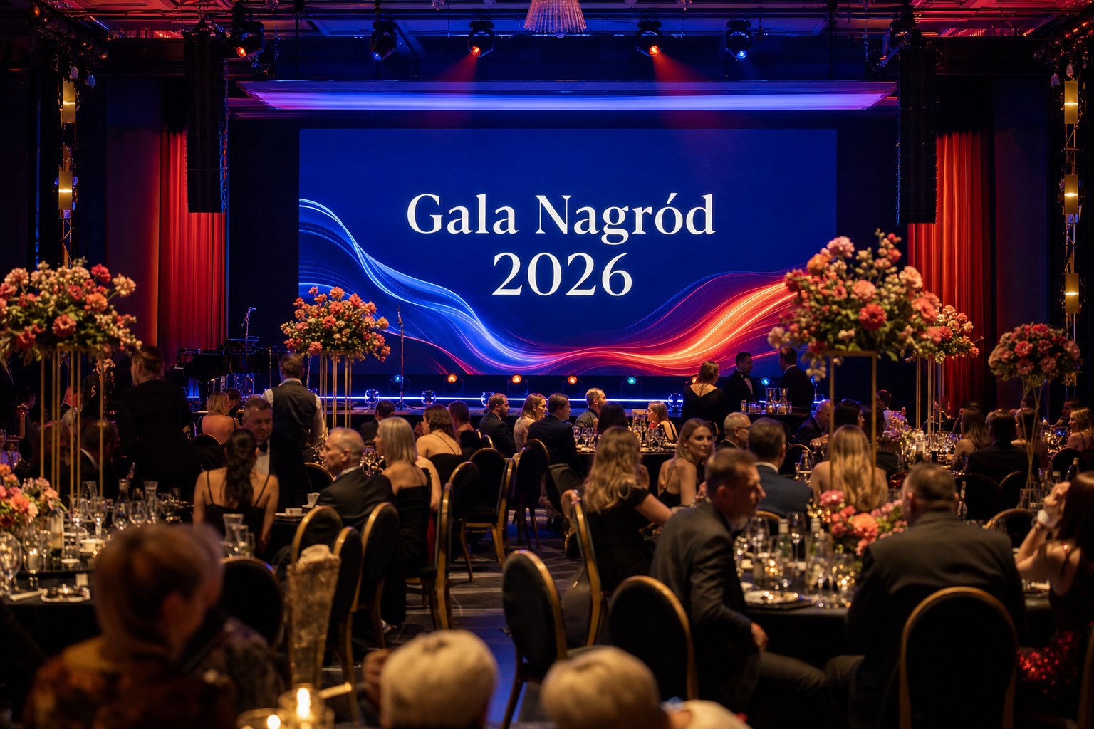 Mega Eventy - sala gali z ekranem Gala Nagród 2026